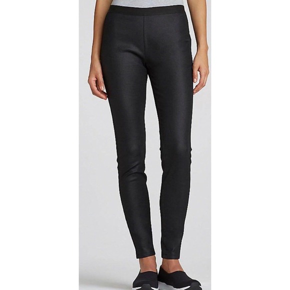 Eileen Fisher Womens Pants Size Small Black Coated Skinny Leg Pull On Mid Rise - Picture 6 of 12
